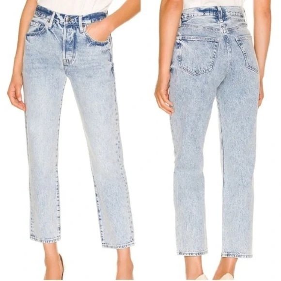 🆕 FRAME Le Original High Rise Straight Leg Button Fly Jeans Richlake Blue Sz 24 - Picture 1 of 15